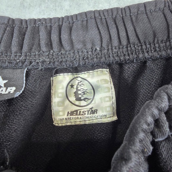 Hellstar Black Flame Graphic Sweatpants Joggers Mens Streetwear Black White - Picture 5 of 9